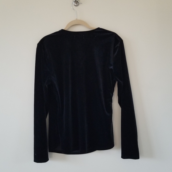 Sundance Black Velvet Faux Wrap Surplice Long Sleeve Top Womens Large - Picture 5 of 9